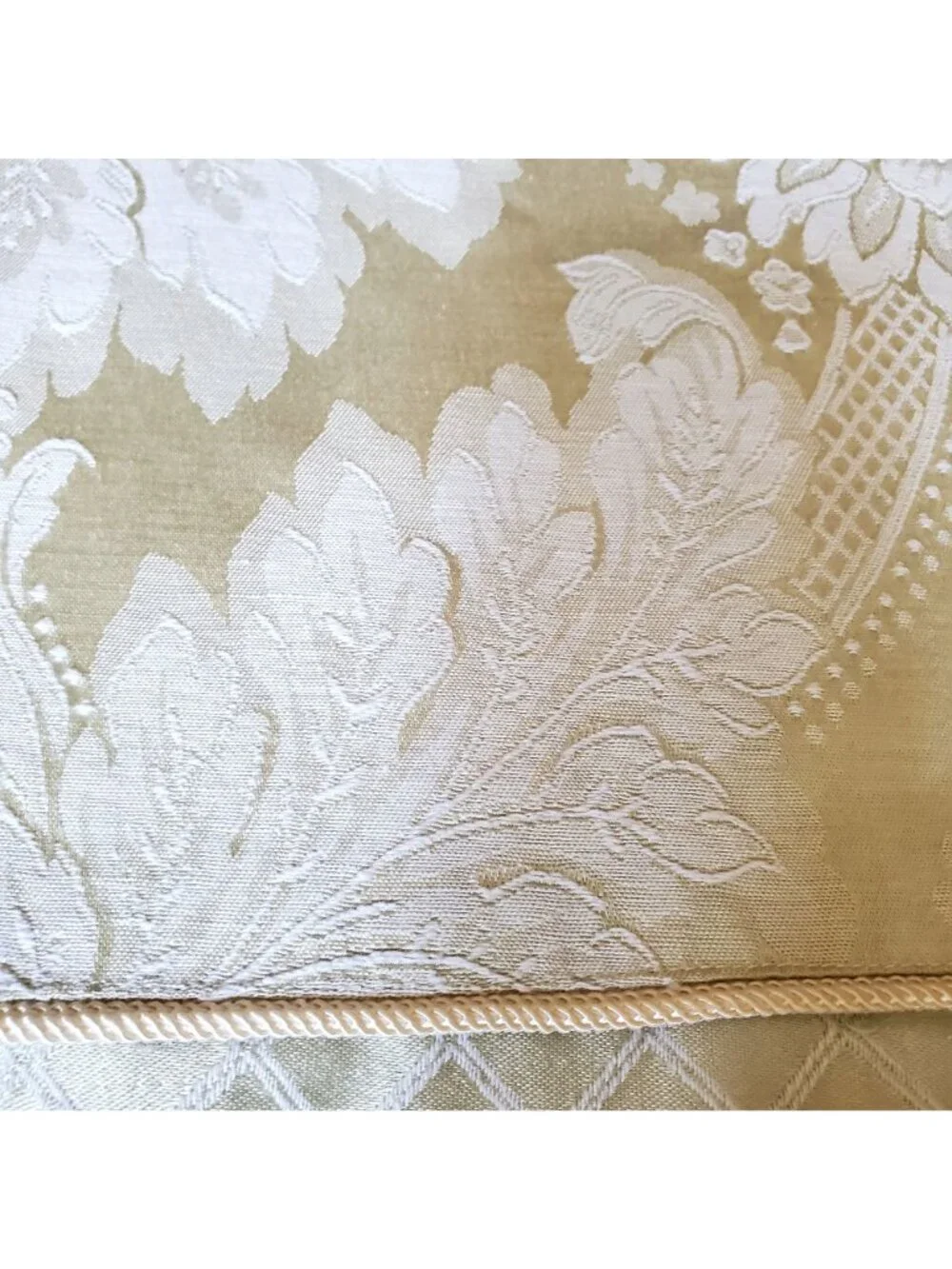 Vtg NOS Westone Luxury Sateen Shower Curtain Soft Green Jacquard Damask READ